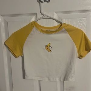 SHEIN, cute, cropped banana shirt